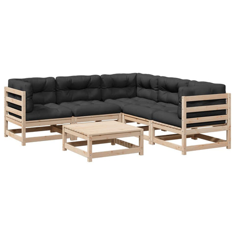 vidaXL 6 Piece Garden Sofa Set with Cushions Solid Pine Wood