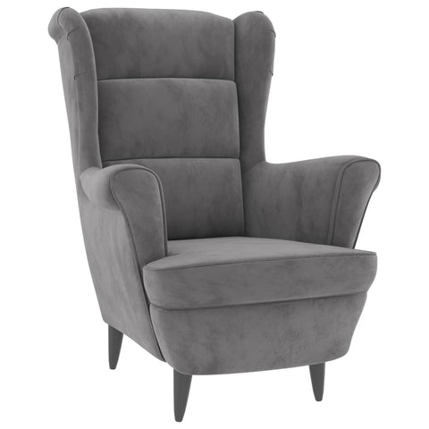 vidaXL Armchair Light Grey Velvet (100% Polyester), Plywood Medium