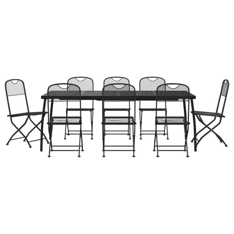 vidaXL Patio Dining Set 9 Piece, Patio Conversation Set, Outdoor Furniture Set for Garden Backyard Poolside, Industrial Style, Anthracite Metal Mesh