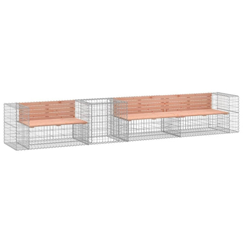 vidaXL Patio Bench with Gabion Basket - Solid Wood Douglas Outdoor Seating for Garden, Backyard, Patio