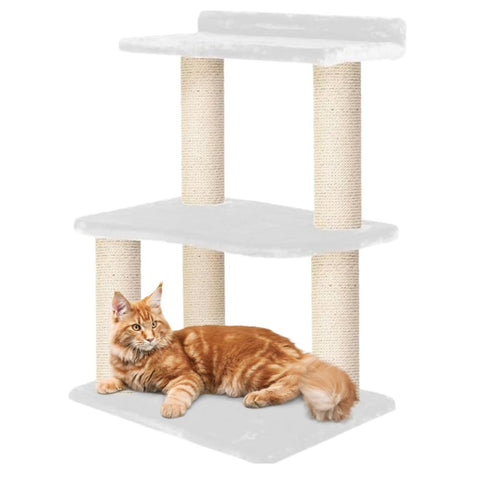 Noba 34 Inch Classic Comfort for Indoor Modern Premium Cats and Kittens Scratching Tower Larger Base for Better Stability, (White/Natural)