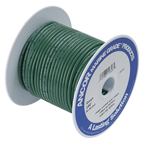 Ancor 112310 Marine Grade Electrical Tinned Copper Battery Cable (6-Gauge, Green, 100-Feet)