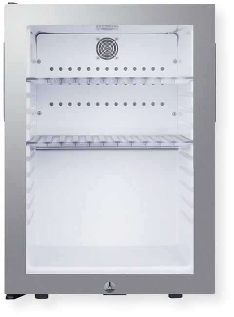 Compact glass door minibar with front lock