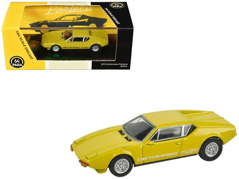 Paragon 1972 De Tomaso Pantera Yellow 1/64 Diecast Model Car Models