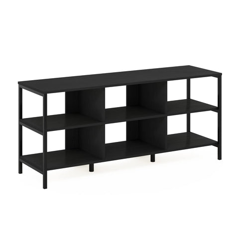 Furinno Classic Modern Living TV Stand TV Entertainment Center with Open Shelves for TVs up to 60 Inch Americano/Black
