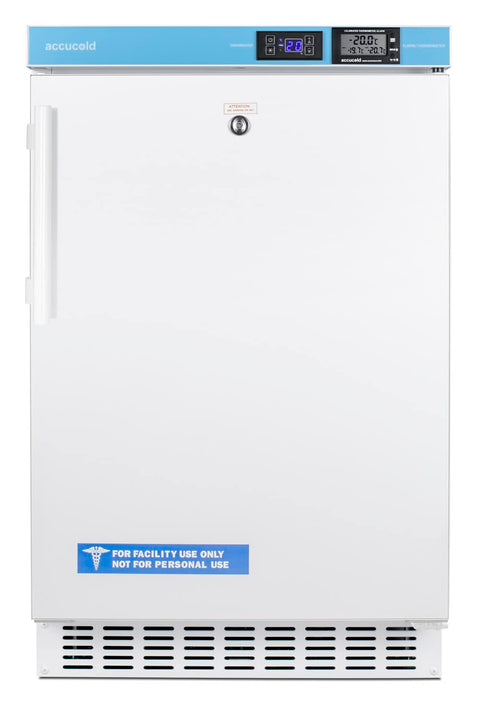 Built-in ADA compliant frost-free vaccine all-freezer in white with lock and calibrated thermometer
