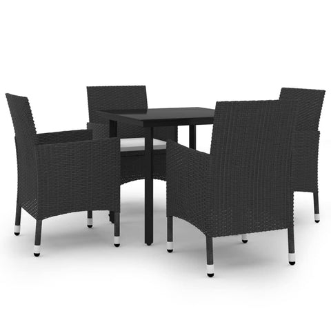 vidaXL Patio Dining Set 5 Piece with Cushions Garden Outdoor Lawn Yard Terrace Balcony Table and Chair Seat Seating Furniture Poly Rattan and Glass
