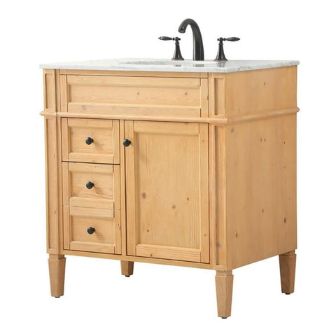 Elegant Decor Park Avenue 32" Aluminum MDF Single Bathroom Vanity - Natural Wood