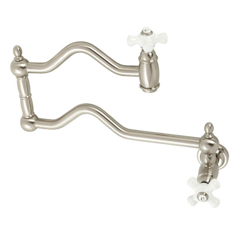 Kingston Brass KS2108PX Heritage Pot Filler, 24.13 x 2.19 x 10.2, Brushed Nickel