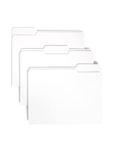 Smead Standard File Folders, 100 Count, White, 1/3-Cut Tabs, Letter Size (12843)