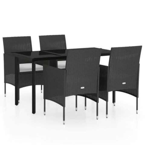 vidaXL Patio Dining Set 5 Piece with Cushions Garden Outdoor Lawn Yard Terrace Balcony Table and Chair Seat Seating Furniture Black