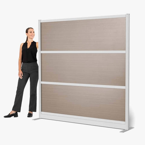 Luxor PPWL012 Modular Wall, 70"W x 70"H, White Oak Laminate Panel with Gray Frame, Sound-Absorbing, Durable Office Partition for Privacy and Noise Control