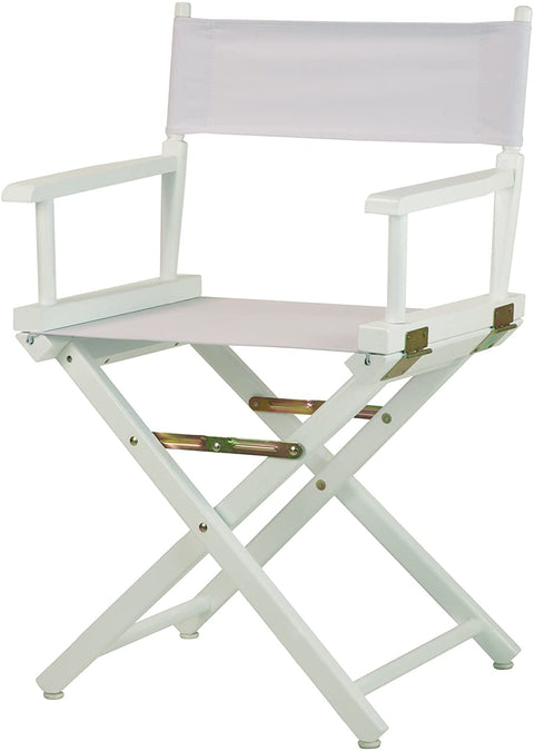 Oakestry 18" Director’s Chair White Wood Frame with White Canvas Seat & Backrest, Compact Folding Design, Lightweight Portable Chair for Home, Makeup, Camping, Studios & Events