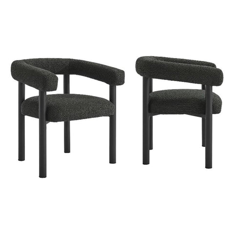 Modway Nautica Aluminum Outdoor Patio Dining Armchairs Set of 2 in Charcoal Graphite – Modern 2-Piece Dining Chair Set – Curved Back Dining Chairs - Metal Outdoor Seating for Porch, Deck, Balcony