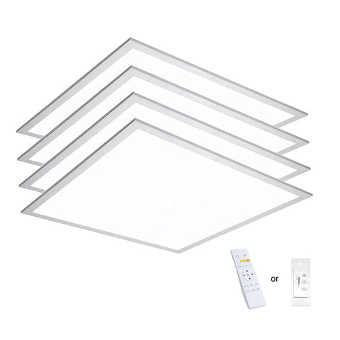 eSenlite 4-Pack 2x2 FT LED Panel Light, 40W, 4200 Lumens, 3000-5000K Adjustable, 0-10V Dimmable, Remote Control, 24x24 Inch LED Drop Ceiling Light, UL Listed and DLC Listed