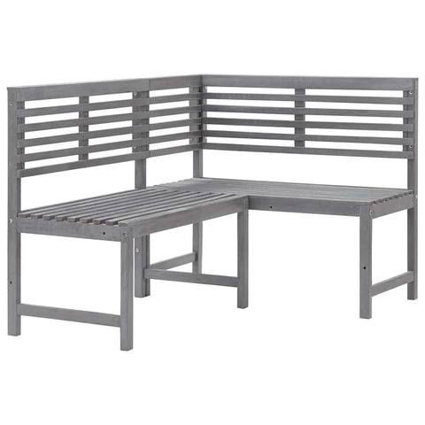 vidaXL Patio Corner Bench, Outdoor Wooden Bench for Garden Park Potting Picnic, Solid Acacia Wood, Easy Assembly, 39.4" x 55.1" x 35.8" Grey