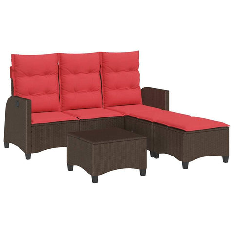 vidaXL 3 Piece Patio Sofa Set with Cushions - L-Shaped Brown Poly Rattan Outdoor Furniture for Garden, Patio, Terrace - Adjustable Backrest, Removable Covers