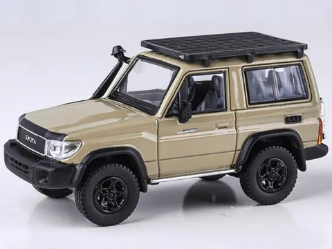 Paragon Models 2023 Land Cruiser 71 Sandy Taupe 70th Anniversary with Roofrack 1/64 Diecast Model Car PA-55568