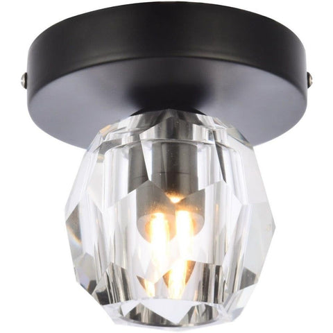 Elegant Lighting Contemporary Eren Flush Mount with 1 Light Ceiling Fixture for Living Room, Kitchen, Bedroom & Hallway, Black