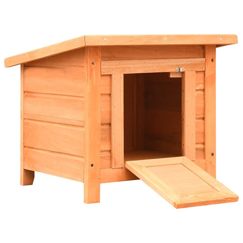 vidaXL Outdoor Cat House, Brown and Green, Solid Wood Frame, Weather- Roof, Protective Shelter with Ramp, Easy Assembly
