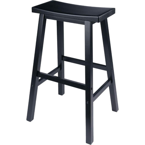 Oakestry Satori 29 Inch Black Saddle Seat Bar Stool Solid Wood Stylish Transitional Tall Stool for Kitchen Bar Dining Room Modern Space Saving Comfortable Durable Seating for Home Decor