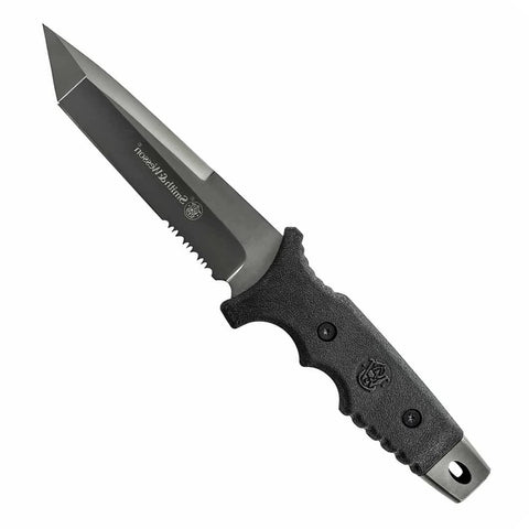 Smith & Wesson 10.6in High Carbon S.S. Fixed Blade Knife with 5.2in Tanto Blade and TPE Handle for Outdoor, Tactical, Survival and EDC