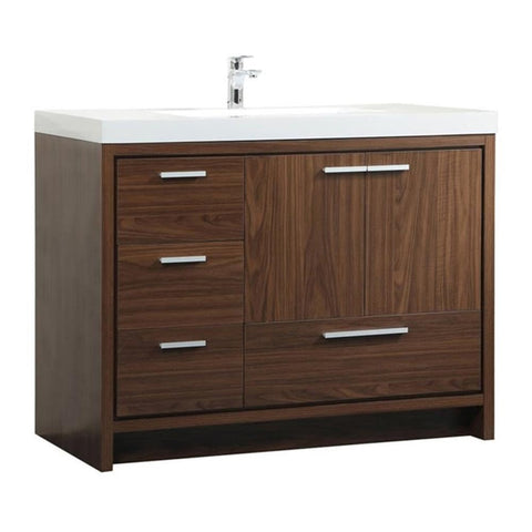 Elegant Decor Wyatt 42" Aluminum Alloy and MDF Single Bathroom Vanity in Walnut