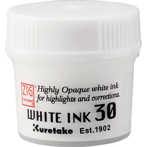 Kuretake ZIG Cartoonist White Ink 30ml, for dip Pen, Brush, Drawing, Calligraphy, Illustration, Lettering, for Professional, Artists, Manga, Made in Japan