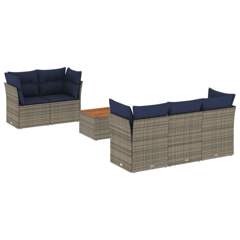 vidaXL Patio Sofa Set with Cushions 6 Piece, Outdoor Conversation Set, Patio Furniture Set for Balcony Garden, Modern Style, Gray Poly Rattan