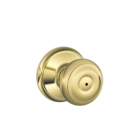 Schlage F40 V GEO 605 Georgian Door Knob, Bed & Bath Privacy Lock, Bright Brass