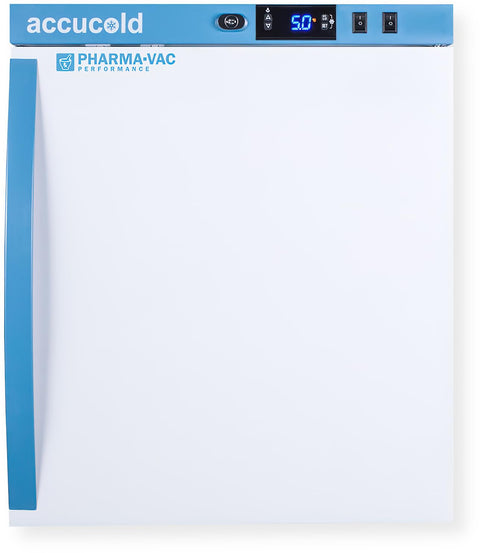 Accucold ARS1PV456 Compact Vaccine Refrigerator; 1 cu.ft Capacity; Automatic Defrost; Purpose-built for Pharmacy, Medication, and Vaccine Applications; Certificate of Calibration; Temperature Alarm