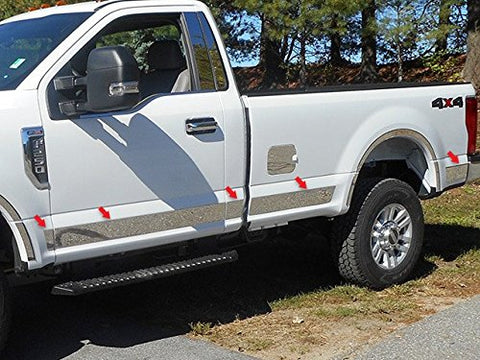 QAA is Compatible with 2017-2020 Ford F-250 & F-350 Super Duty 10 Piece Stainless Rocker Panel Trim, Upper Kit, 4.5" Width TH57321