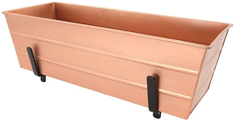 Oakestry C20C-K6 Medium Copper Flower 2 x 6 Railings Window Box with Brackets