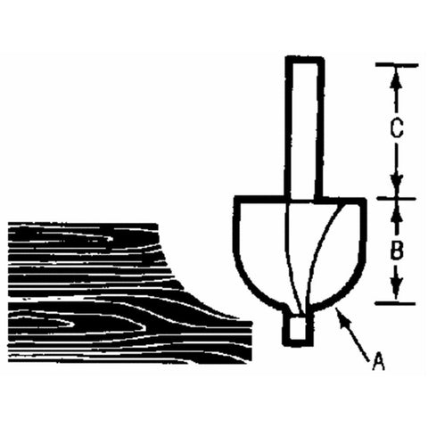 Vermont American 23140 3/8-Inch Radius Carbide Tipped Cove Router Bit, 1/2-Inch Ball Bearing 2-Flute 1/4-Inch Shank