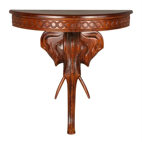 International Caravan Furniture Piece Windsor Carved Exotic Elephant Wall Table