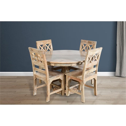 Moti Bayside Jensen 5-Piece Solid Wood Dining Set with 4 Chairs in Natural Finish