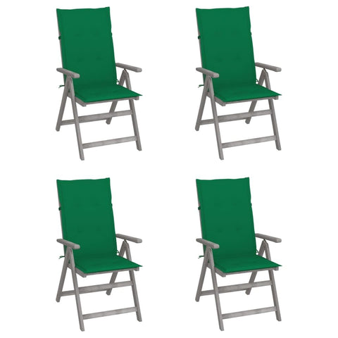 vidaXL Outdoor Recliner Chairs 4 Pcs, Patio Reclining Chair with Cushions, Recliner Patio Lounge Chair for Garden, Retro Style, Solid Wood Acacia