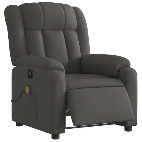 vidaXL Electric Massage Recliner Chair - Dark Gray Fabric Armchair, Automatic Reclining, Vibration Function, Padded Comfort