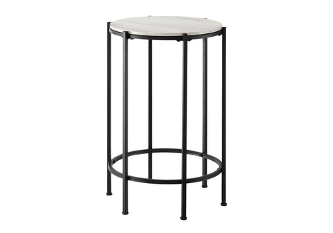 Monarch Specialties I 3757 Accent Table, End, Round, Side Table, Bedroom, Nightstand, Washed Oak, Black Metal