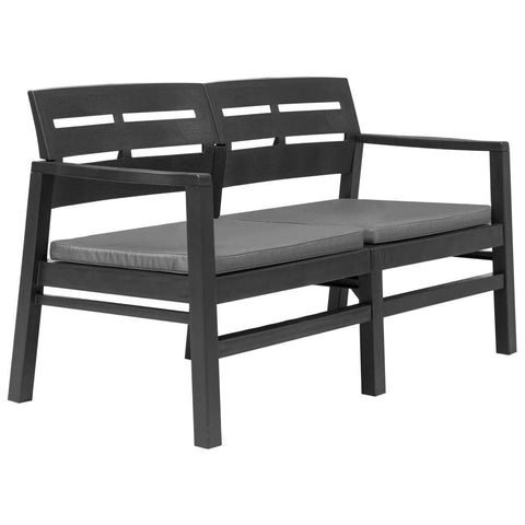 vidaXL 2-Seater Patio Bench with Weather- Plastic and Cushions, Lightweight and Easy to Assemble, Stylish Anthracite Finish