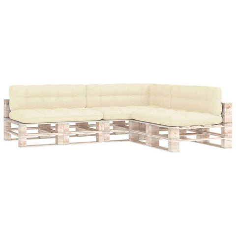 vidaXL Garden Pallet Sofa Cushions 7 pcs Set - Durable Outdoor Seat and Back Cushions with Wear-Resistant Fabric Upholstery - Cream Color