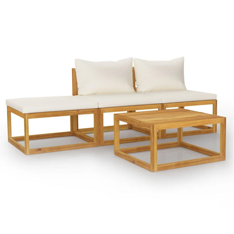 vidaXL Patio Lounge Set 4 Piece, Patio Furniture Set for Outdoor Garden, Sectional Sofa with Cushions, Coffee Table, Modern Style, Solid Wood Acacia