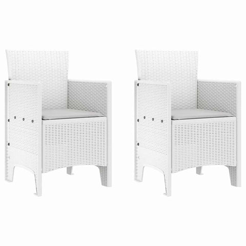 vidaXL Garden Chair 2 pcs White 20.87 x 19.29 x 33.46 in Polypropylene, Garden & Terrace, Stylish Armchair, Rectangle Outdoor Seat, Tough Patio Chair, Comfy Lounge for Chillin