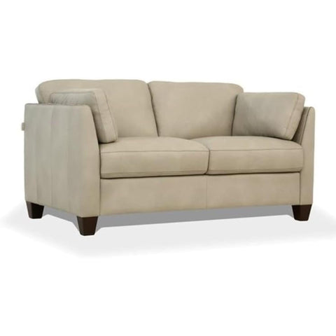 Oakestry Matias Leather Loveseat Dusty White Upholstered Comfortable Elegant Modern Contemporary Living Room Furniture Stylish Two Seater Premium Home Décor Compact Accent Sofa Timeless Design