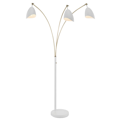 Lite Source Tanko 82" White and Brass 3-Light Arc Floor Lamp