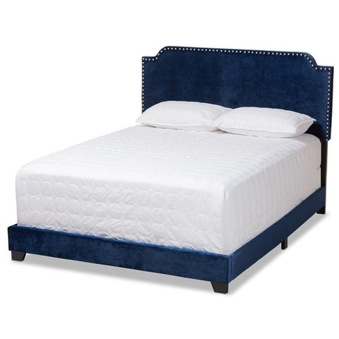 Baxton Studio Darcy Luxe and Glamour Navy Velvet Upholstered King Size Bed