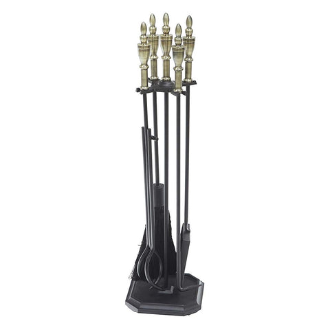 Minuteman International Westford Fireplace Tool Set, Antique Brass and Black