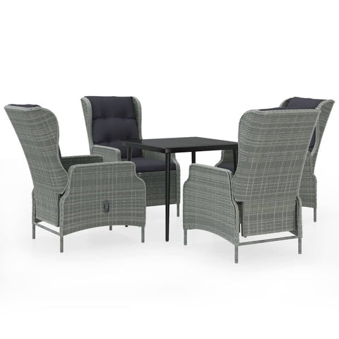 vidaXL 3-Piece Patio Dining Set with Adjustable Reclining Chairs and Glass Tabletop, Light Gray PE Rattan and Steel Construction, Outdoor Furniture for Garden, Patio, Balcony
