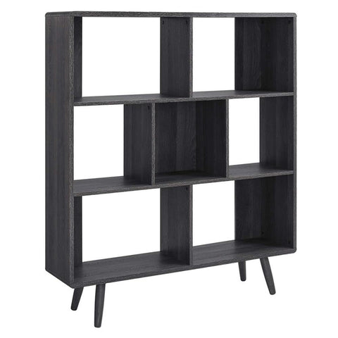 Modway EEI-2529-CHA Transmit 7 Shelf Wood Grain Bookcase, Charcoal