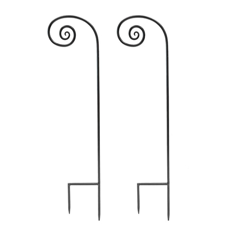 Oakestry Fiddlehead Poles Set of Two Decorative Garden Railing Mount Hanger for Bird Feeder Lantern Plant Outdoor Display